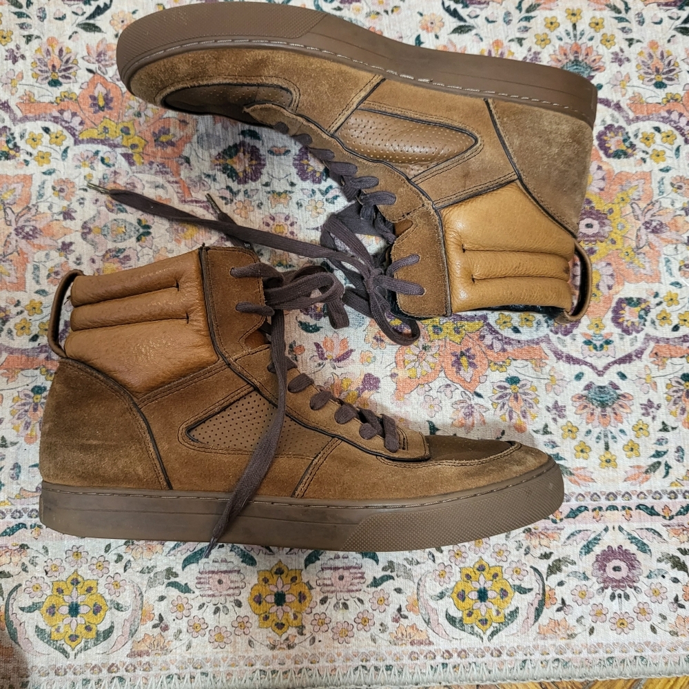 COACH Brown Leather Hi Tops Men's size 11 The Dave Sneaker High Top Suede